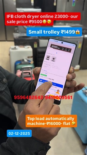 Mega Loot | The Factory Outlet on Instagram: "Sale on luggage trolley small size ₹1499-top load washing machine 7/8kg flat ₹16000😱 ifb cloth dryer ₹9500- deal of the day available at mega loot the factory outlet bemina near kfc building-9419009561-9596482642#srinagar #trendingreels #kashmir #shop #forsale #india"