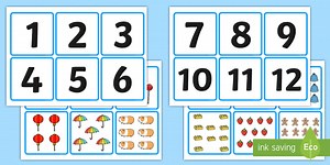 1-20 Number and Quantity Matching Cards