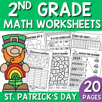 St. Patrick's Day Math Worksheets & Activities for 2nd Grade | March Fun Packet