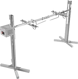 53" Outdoor Electric Rotisserie Grill Kit, 88LBS Pig Spit Rotisserie Grill, 25W Rotatable Motor BBQ Rotisserie Kit, Height Adjustable Spit Roaster Stand for Roasting Pig Lamb