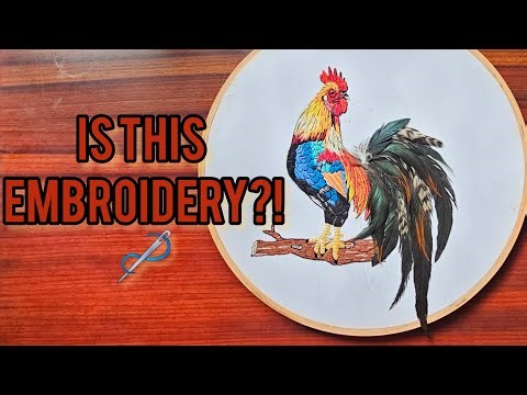 This Rooster Is Not a Painting! | Real Feathers + Thread = Magic 🪶🧵 |Embroidery Timelapse | vithana