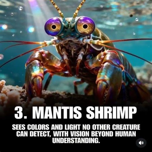 Nature's ultimate eye! 👁️🦐 The mantis shrimp detects colors and light beyond human
