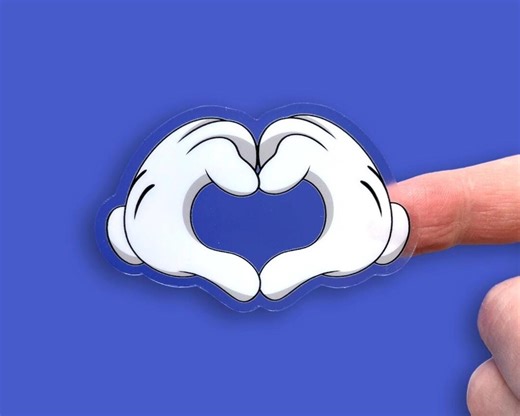 Mickey Mouse Sticker: “heart Hands” Emoji Disney Clear Vinyl Decals | 3" X 2.01" - Etsy