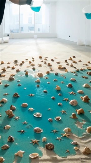 Epoxy Resin Pour Timelapse For Sand Beach-Shell Theme | #futuristichomedecors