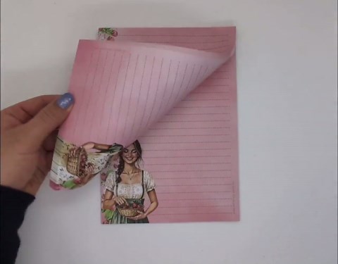 A5 stationery pad, printed and lined on both sides "Strawberry Girl", notepad, letter pad, DIN A5, stationery, strawberries, summer