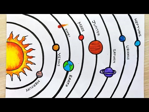 Solar system drawing easy | How to draw solar system easy | Solar system drawing with oil pastels