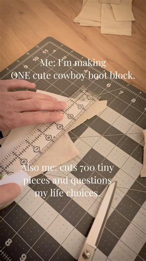 The Reality of Making a Paper-Pieced Cowboy Boot Quilt Block