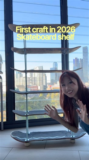 RandomRabbit Workshop | ✨ First Craft of 2026 ✨ I finally made my DIY skateboard bookshelf! 🛠️ It took three months from picking the metal sticks to drilling and... | Instagram