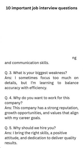 10 Important Job Interview Questions & Answers | Short & Smart Interview Preparation