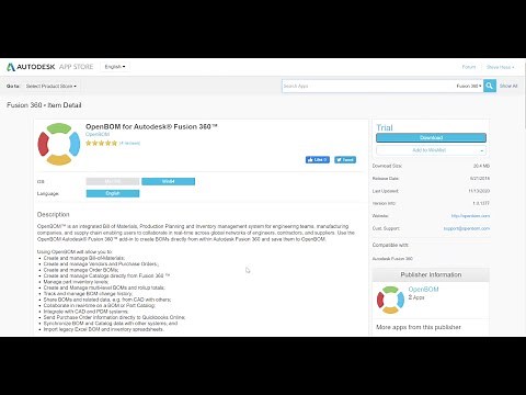OpenBOM for Autodesk Fusion 360 -installation steps