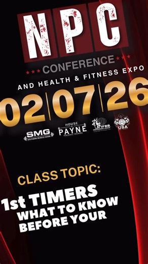 Southern Muscle Guide on Instagram: "✨ NPC Conference: 1st Timers — What to Know Before Your Show ✨ Thinking about stepping on stage for the first time? 🏆 Whether you’re a True Novice or competing in Novice, Masters, or Open, this session is a must-attend. We’re breaking down everything you need to know to make your debut smooth, confident, and enjoyable — from start to finish. 📋 What we’ll cover: • Registration & prep essentials • What to expect on show day • Day-of-show checklist • Common fi