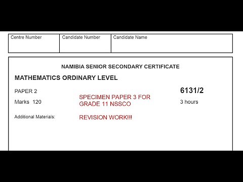 Grade 10 to 11 Maths Specimen Paper 2 NIED