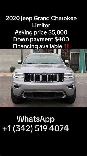 2020 Jeep Grand Cherokee Limiter ‼️Financing Available‼️ Clean Title Engine: 3.6L V6 Transmission: 8-Speed Automatic Drivetrain: RWD Miles: 78,890 Apple CarPlay Leather Seats Heated Seats & Steering Wheel Backup Camera Front/Rear parking sensors Remote Start Power Liftgate sunroof Keyless Entry & Push Start Bluetooth wireless Price: $5,000 Deposit $400 #cars #car #carsofinstagram #carporn #bmw