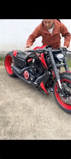 Red Monster! 🔴🔥 Rate this custom 1-10? #shorts #motorcycle #harley