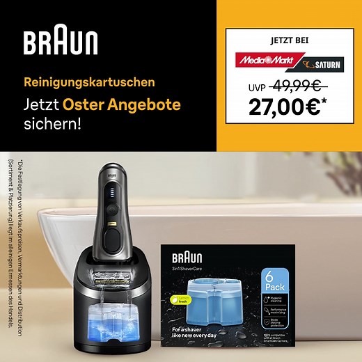 Braun Reinigungskartusche auswechseln für einen Rasierer wie neu, jeden Tag. Jetzt Oster Angebot sichern! | Braun
