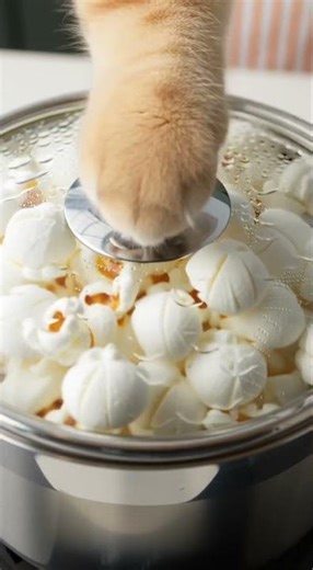 cat 🥰Chef makes popcorn🤣