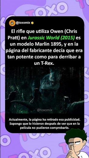 El rifle que utiliza Owen (Chris Pratt) en Jurassic World (2015) es... #curiosidades