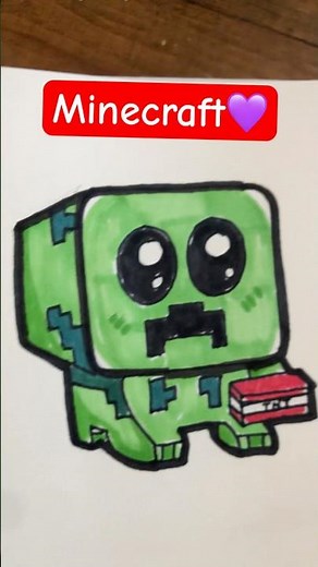 Draw a Cute Minecraft Creeper (Easy Step by Step) solmaz art