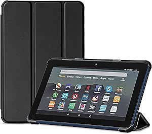 Case for Amazon HD Fire 7 Tablet 12th Generation 2022 Released, Soft Comfortable Case, Ultra Slim Lightweight Trifold Stand Cover with Auto Sleep/Wake (Black)