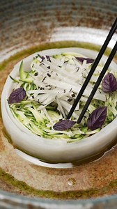 Chef Cesar Figuero uses the Japanese Mandolin Benriner Classic Vegetable Slicer from Korin to prep his spicy radish and zucchini salad for this cured steelhead trout dish with sesame vinaigrette and mint oil. Not only can this popular & versatile mandolin slice, but it can also julienne and shred by changing the blades. #sponsored by Korin ⁠ #chefsroll #rollwithus #korinknives #Korin #korintableware #crfeatureskorin | Chef's Roll