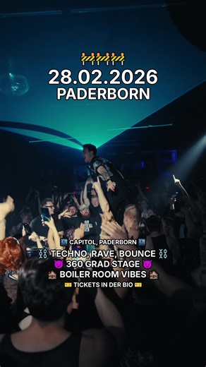 PADERBORN - BOCK AUF TECHNO? 🚧🏚️ Diesen Samstag, am 28.02. im Capitol in Paderborn 😈🚧 360 GRAD STAGE 😈 TECHNO, RAVE, BOUNCE 🎶 SAFE SPACE FÜR ALLE 🫂 Tickets & Infos über den Link in unserer Bio & auf der Webseite vom Capitol - Wir freuen uns auf euch! 🎫 #paderborn #rave #capitolpaderborn #techno #bounce @Capitol.paderborn