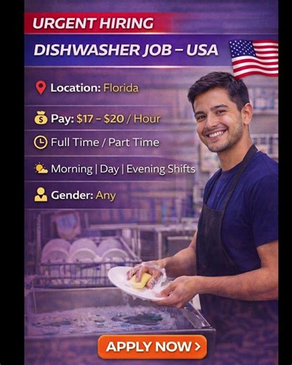 JOB IN US FOR DISHWASHER |PART TIME BOTH AVAILABLE, FULL TIME #jobspot #jobspotoverseas