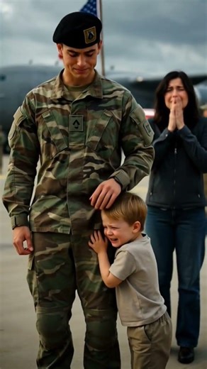 “A Soldier’s Hardest Goodbye 💔 Family Tears on the Airfield”🔥#soldiergoodbye#militaryfamily#army