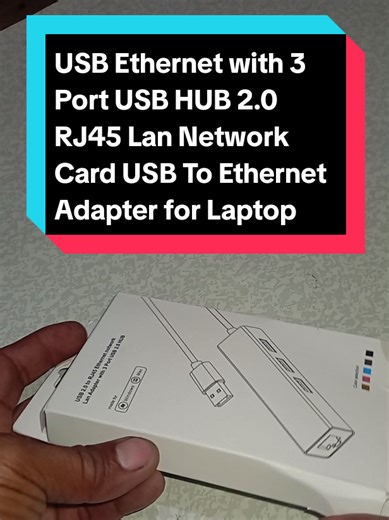 USB Ethernet with 3 Port USB HUB 2.0 RJ45 Lan Network Card USB To Ethernet Adapter for Laptop #adaptor #usbhub #foryou #tiktokcreator #tiktokshop