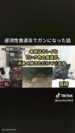 逆流性食道炎でガンになった話part2#猫ミーム #猫ミーム病気 #病気 #知識 #雑学
