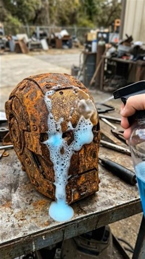 I Tried Restoring a 100-Year-Old Robot Head… This Happened 🤯#Robot#RobotRestoration#RustRemoval