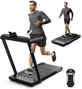 Goplus 2 in 1 Folding Treadmill, 2.25HP Superfit Under Desk Electric Treadmill, Installation-Free with Remote Control, APP Control and LED Display, Walking Jogging for Home Office
