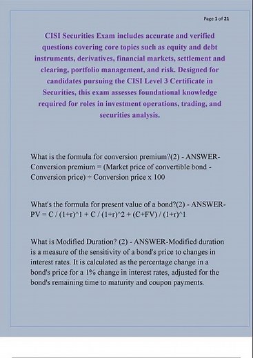 CISI Securities Exam includes accurate and verified questions