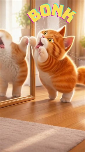 The Glitch in the Mirror : WHO IS THAT? 🤨🐈 #orangecatenergy