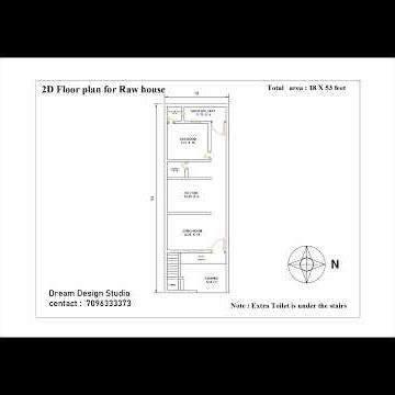 DDS 2 || Perfect 18×53 Raw House Plan | Small Plot Smart Design