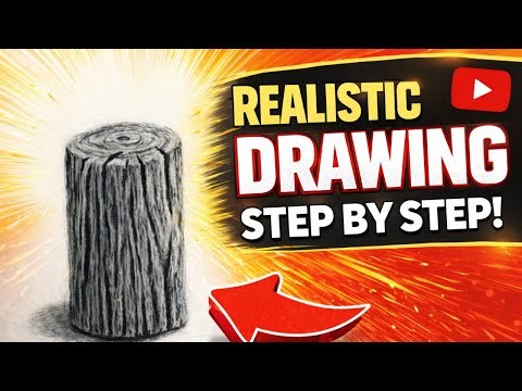 Easy Wood Stump Drawing | Step by Step