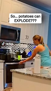The baked potato exploded when she put it on the stove. Whet do you think caused that to happen?