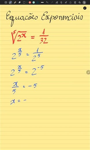 EQUAÇÃO EXPONENCIAL: (2^x)^1/5 = 1/32