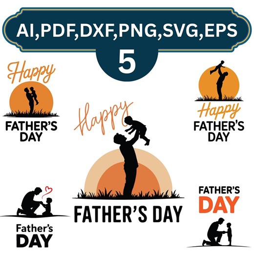 Happy Father’s Day SVG Bundle, Dad Silhouette Designs, PNG Dxf Eps Ai Files, Sublimation, Cricut, Colourful Design - Etsy