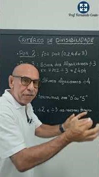 Critérios de Divisibilidade - vídeo 1 de 2 #matematicaparaconcursos #matemáticaparaoenem