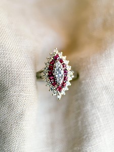 Vintage 1950s Diamond & Ruby Engagement Ring, 14k White Gold - Timeless Sustainability • Vintage Fine Jewelry - Etsy