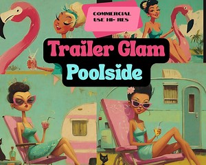 Images clipart rétro pool party : scènes d'été Mid-Century (9 JPG, usage commercial - Etsy France