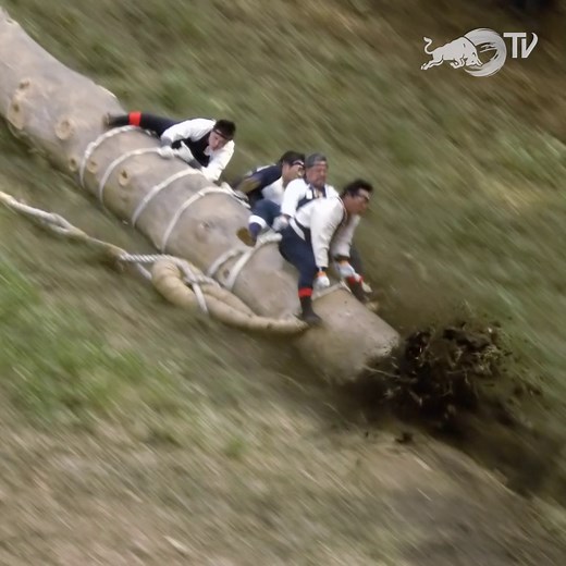 would you be the chosen one? 😳 every six years more than 50,000 people gather to witness the epic 1,200-year-old Onbashira Festival, where 16 logs (each symbolizing the Japanese Gods) are raced down a hill by only those who are honored enough to be chosen to race them 🙌👇 | Red Bull
