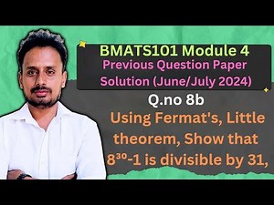 [BMATS101 Module 4] Question Paper June/July 2024(Q.8b) |Modular Arithmetic |Formats Little Theorem
