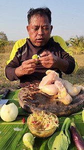 A man eating green banana with spicy sauce 😋 👌 😍 #eating #food #foodlover | Food Daily