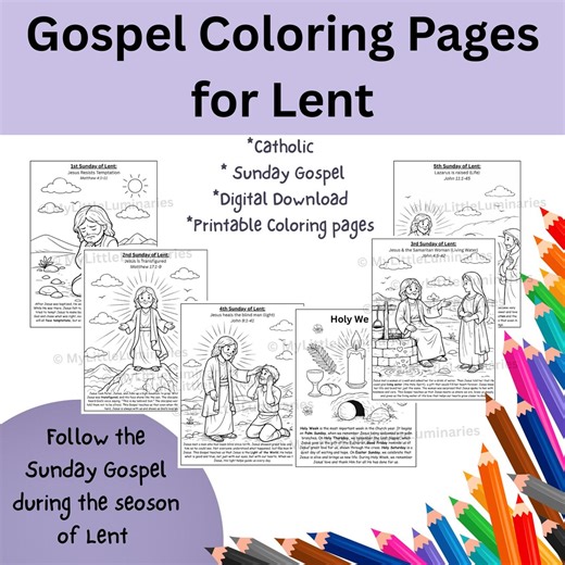Catholic Printables, Sunday Gospel Coloring Pages, Catholic Lent Coloring Pages, Faith Formation Lent Activity, Lent Digital Download - Etsy