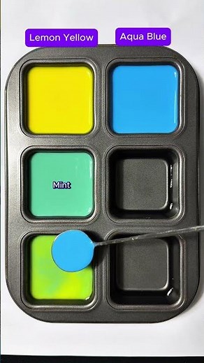 Mixing Color p154 | Lemon Yellow + Aqua Blue #colormixing #asmr #mixing