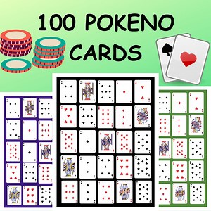 Printable Pokeno Cards | 100 Poker Bingo Cards, Game Night (digital Download) - Etsy