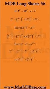 MDB Long Shorts 56 #shorts #algebra pre-calculus #exponentialstacks #equations #education
