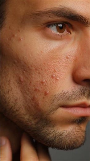 Cheek blackhead popping, three satisfying pops in sequence, cinematic zoom and lighting.