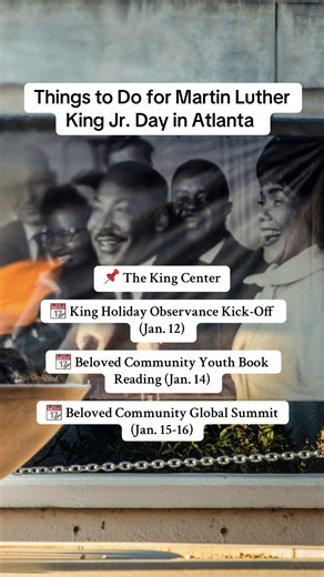 In Atlanta, there are a number of ways to celebrate the life and legacy of Dr. Martin Luther King Jr. 🙌🏽 📌 The King Center - King Holiday Observance Kick-Off (Jan. 12) - Beloved Community Youth Book Reading (Jan. 14) - Beloved Community Global Summit (Jan. 15-16) 📌 Ebenezer Baptist Church -The Beloved Community Commemorative Service on Jan. 19 - Ebenezer Baptist Church and Atlanta Symphony Orchestra perform the 2026 King Celebration concert on Jan. 10 📌 Morehouse College 2026 King Commemora